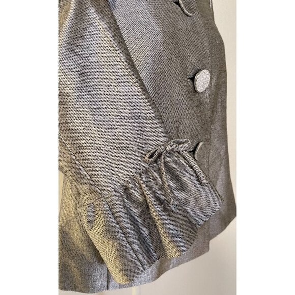 Tahari Womens 3/4 Sleeve Jacket With Button Closure & Ruffle Cuff Trim - Picture 3 of 5